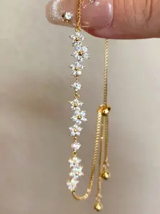 Elegant Adjustable Zircon Flower Bracelet for Women, Casual Style, Perfect for Daily Wear and Holiday Gifts