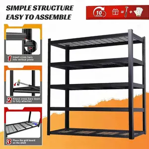 Adjustable Metal Double Layer Column Shelving, Commercial Grade Utility Rack for Warehouse, Basement, Kitchen