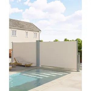 71 x 236 in Retractable Double-Sided Patio Awning, Outdoor Privacy Screen made of 280g/m² heavy duty weatherproof polyester, rainproof and UV sun protection design, easy to install, stylish decorative shade partition for patio, backyard and garden outdoor