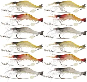 fishing stuff Soft Shrimp Lures  Saltwater Luminous Shrimp Bait Set  Lures with Sharp Hooks for Freshwater Saltwater Trout Bass Salmon, Saltwater Fishing Lures, Realistic Shrimp tiktokshopspringglowup outdoorfun