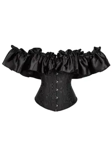 Women's Floral Print Mesh Overlay Skeleton Bra Top, Fashion Vintage Lace Patchwork Waist Cincher Shapewear, Daily Wear Belly Control Bodysuit