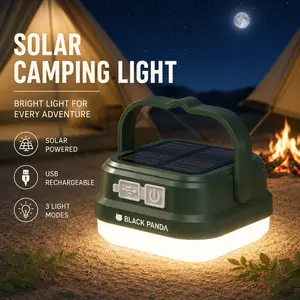 Black Panda Portable Solar Camping Lantern Solar & USB-C Dual Charging High Brightness Daily water resistant Multiple Lighting Modes