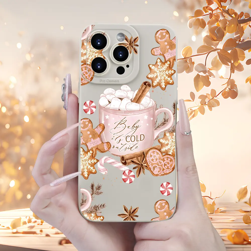 Christmas Warm Winter Coffee Gingerbread Print TPU Plastic Casing Cover - Multi-Model Protective Cellphone Accessory for iPhone 17, 17 Pro Max, 16 Series, iPhone 16 Plus & More Smartphones (New Year Gift), Various Series, Smartphone Users