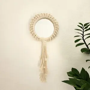 Handmade Macrame Mandala Wall Hanging with mirror
