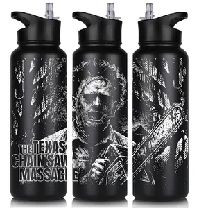40oz Horror Water Bottle. Laser Engraved.