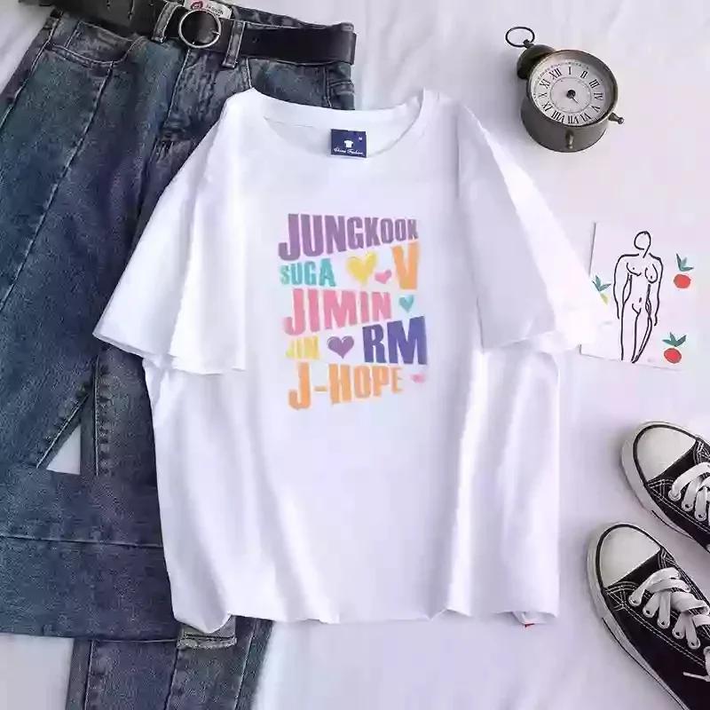 Kpop Printed Men's And Women's T Shirt Jungkook Jimin V J-Hope Rm Jin Short-Sleeved Casual Fashion Top Quality T-Shirt