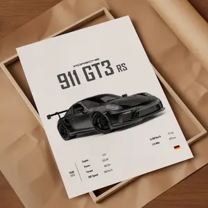Ctc Porsche GT3 RS Car Poster No Frame Wall Kids Boys Room German Cars Decor Children Home Office Nursery Decor Dorm Gift For Him