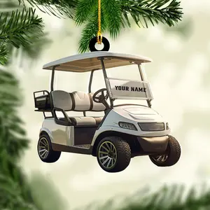 Personalized Golf Christmas Tree Ornament, Golf Cart Ornaments for Golfer, Golf Bag Christmas Decorations, Sport 2D Acrylic Flat (Golf 4)
