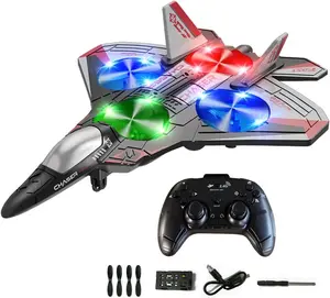 Remote Control Airplane - 2.4GHz remote control airplane with LED lights, 360° aerobatic flight, and shockproof foam design | 40-minute flight time | Best gift for children (suitable for Easter, ideal for beginners) Drone Jet Fighter Stunt Colorful