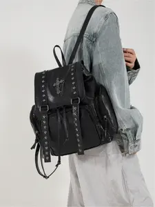 Punk Style Rivet Decor Backpack, Fashionable Backpack for Women & Girls, Casual Trendy Versatile High-quality Daily Commuting Bag, Stud Bookbag