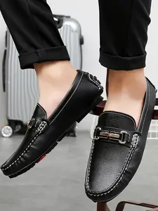 Men's Business Formal Dress Two-tone Design Loafer, Fashionable Casual Comfortable Breathable Slip-on Shoes for Work Office, Male All-match Round Toe Shoes for Daily Wear, Boy, Fashionable Loafers, PU Leather Loafers