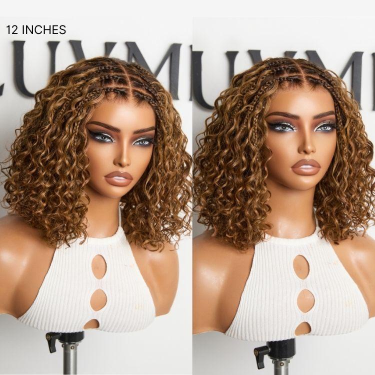 【Exclude LIVE Buy 2 Get 1】Ombre Brown Highlight Boho Braids Deep Curly Glueless 5x5 Closure Pre-Cut Lace Short Curly Wig 100% Human Hair
