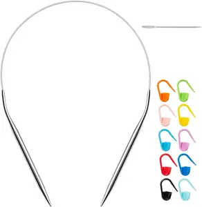 16 Inch US Size 8/5Mm Circular Knitting Needles Set for Beginners, Metal Round Anronal