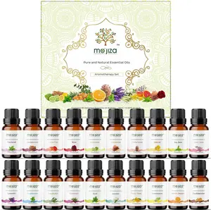 MO'JIZA Pure Aromatherapy Essential Oils Gift Set, 20 Oils-Sandalwood, Rose, Bergamot, Patchouli, Grapefruit, Clary Sage, Jasmine, Lavender, and More, 10ml Each. Certified Kosher, Vegan & Cruelty Free Therapeutic