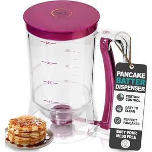 Pancake Batter Dispenser - Kitchen  Have Tool for  Pancakes, Cupcake, Waffle, Muffin Mix, Cake & Crepe - Easy Pour Baking Supplies for Griddle - Pancake Maker with Measuring Label