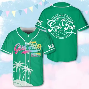 Personalized Girls Trip 2025 Jersey, Custom Name and Number Summer Vibes Jersey, Baseball Jersey For Group of Girl, Bestie Summer Jersey