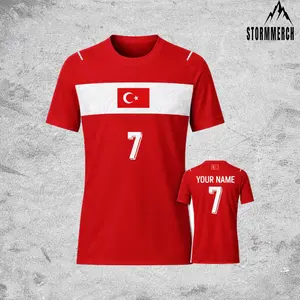 STORMMECH - Personalized Turkey 2026 Soccer Jersey, Custom Name Number Football Jersey, Red White V-Neck Turkey Flag Game Day Shirt, Turkey Fan Jersey, Great Gift for Players and Fans, Soccer Lover Outfit Idea