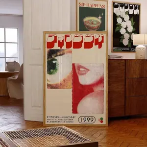 (No Frame) Retro Japanese Y2K Poster - Aesthetic 90s Vaporwave Print, Halftone Pop Art Wall Decor, Vintage Style Manifest Art, Cool Indie Room Decor