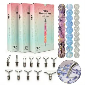 3-Pack Handmade Resin Diamond Art Pens - Professional Drill Pen Set with Storage Boxes - Great Crafting Gift for Diamond Painting Lovers