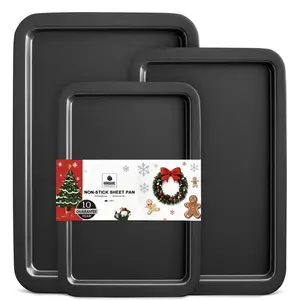 Non-Stick Sheet Pan Set of 3 - Durable Baking Sheet Pan for Baking and Cooking - 10 Guarantee