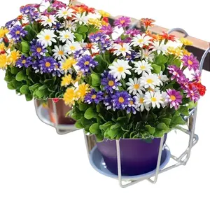 5pcs Artificial Sunset Mums, Waterproof UV Resistant Outdoor Fake Flowers For Home Garden Decor