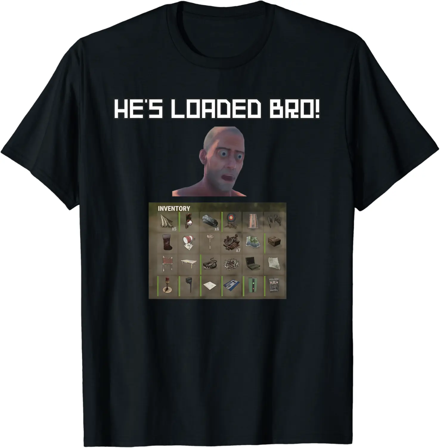 Rust game retro pixel meme face punch he is loaded bro T-Shirt - Williamze Shop 34B09NMVWV18