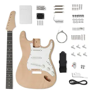 DIY Stratocaster Style Electric Guitar Kit Mahogany Body