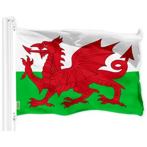 G128 Wales Welsh Flag | 3x5 Ft | Printed 150D Polyester - Indoor/Outdoor, Vibrant Colors, Brass Grommets, Quality Polyester, Much Thicker More Durable Than 100D 75D Polyester