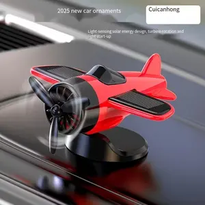 Solar Powered Rotating Airplane Ornament, Car Dashboard Decoration, Creative Auto Accessory, Perfect Small Gift, New Arrival