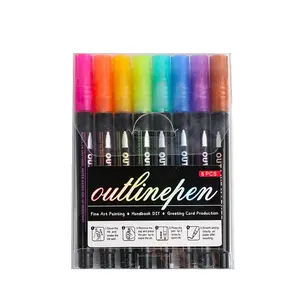 Double Line Outline Marker Pens Set - Magic Glitter Drawing Pens for Creative Art Craft Supplies