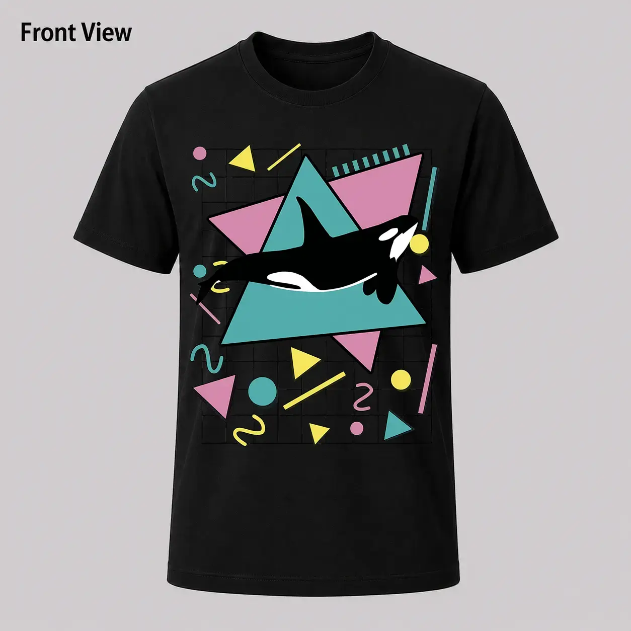 Women's Vintage 90s Orca Whale Printed Cotton T-Shirt - Chic Casual Classic Fit Round Neck Short Sleeve Aesthetic Digital Graphic Top