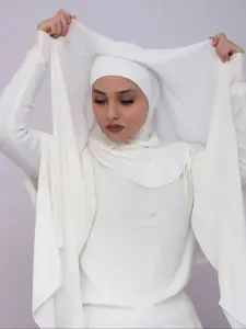Women's Chiffon Scarf Pullover, Solid Color, Comfortable & Breathable Modal Fabric, Multifunctional Head Covering Shawl, Ideal for Daily Wear, For Muslim Turban Hijab