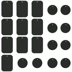 For Phone Cases & Dashboards – 20-Pack Adhesive Metal Plates for Magnetic Car Mount, Thin Rectangle & Round Plates (10 Each), Compatible with MagSafe & All Magnetic Phone Holders