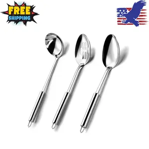 Serving Utensils Set for Parties,3-Piece Silver Stainless Steel utensils set