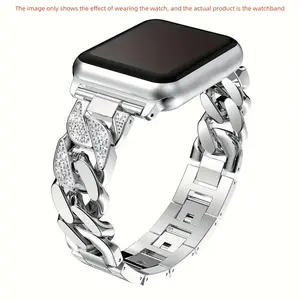 Compatible Apple Watch Band 38-49mm, Diamond Denim Chain Strap, Replacement Wristband for Iwatch Series Se 9/8/7/6/5/4/3/2/1 Ultra, Smart Watch Straps, Smart Watch Accessories
