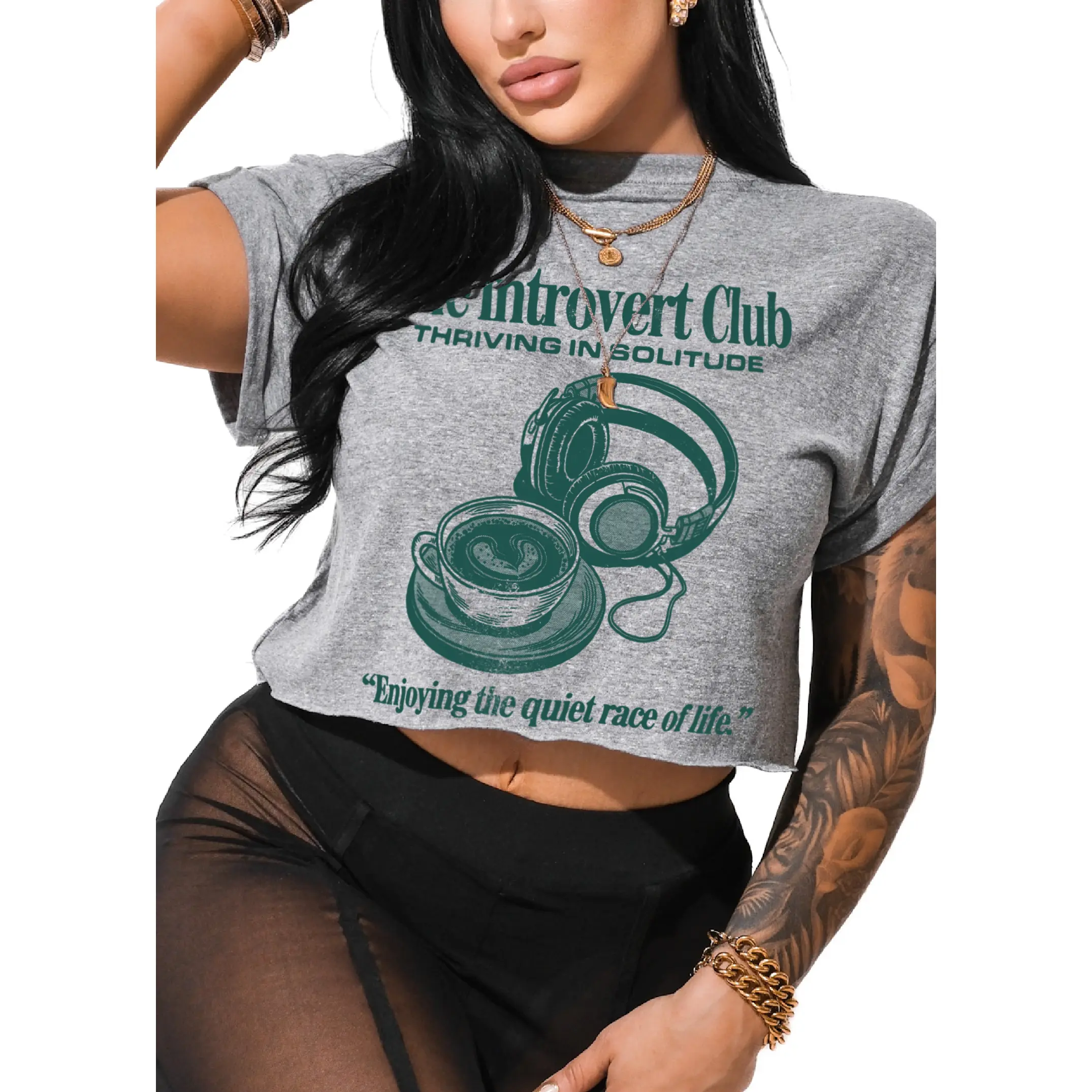 CROPPED THE INTROVERT CLUB GRAPHIC TEE