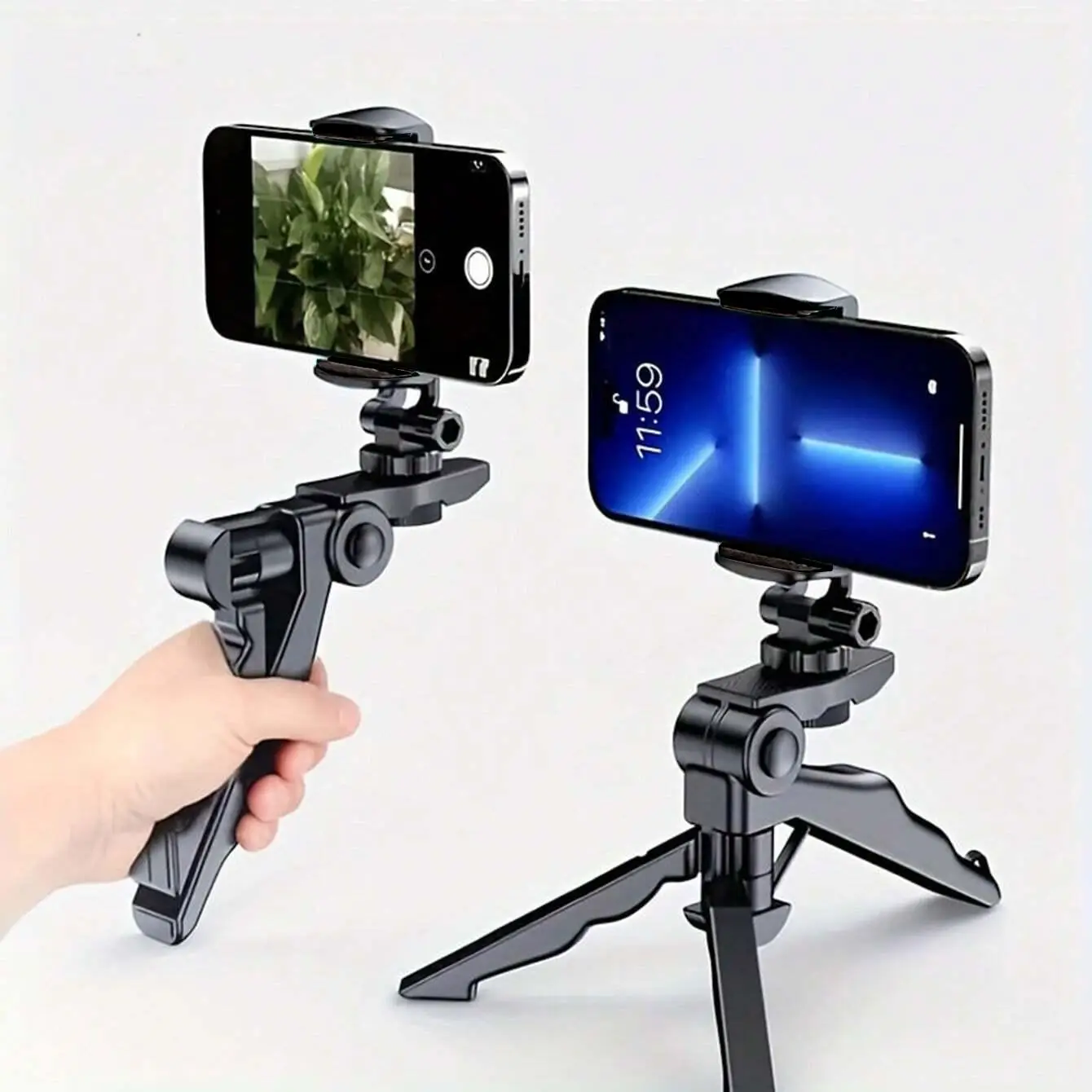 Portable 360° Rotating Anti-shake Fixed Tripod Camera Holder, Cell Phone Tripod for iPhone, Mobile Phone Bracket for Broadcasting & Photography