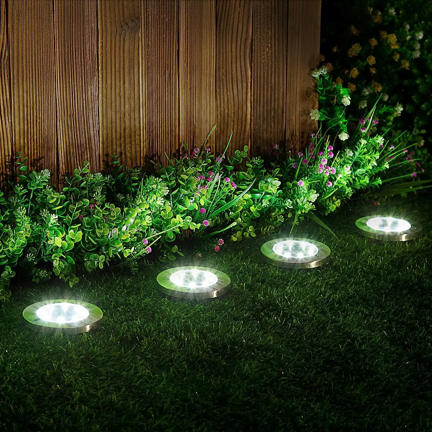 SOLPEX Solar Ground Lights Outdoor, Waterproof 8 LED Solar Powered Disk Lights Outdoor Garden Landscape Lighting for Yard Deck Lawn Patio Pathway Walk