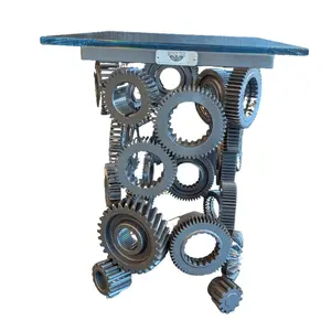 End Table made from small metal gears 1/2" glass top
