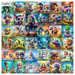 10pcs/20pcs/30pcs Animal Diamond Painting Kit, 10/20/30pcs Set, 20x20cm Full Drill Art, DIY Craft for Home Decor, Beginner Friendly Gift Idea  Random style