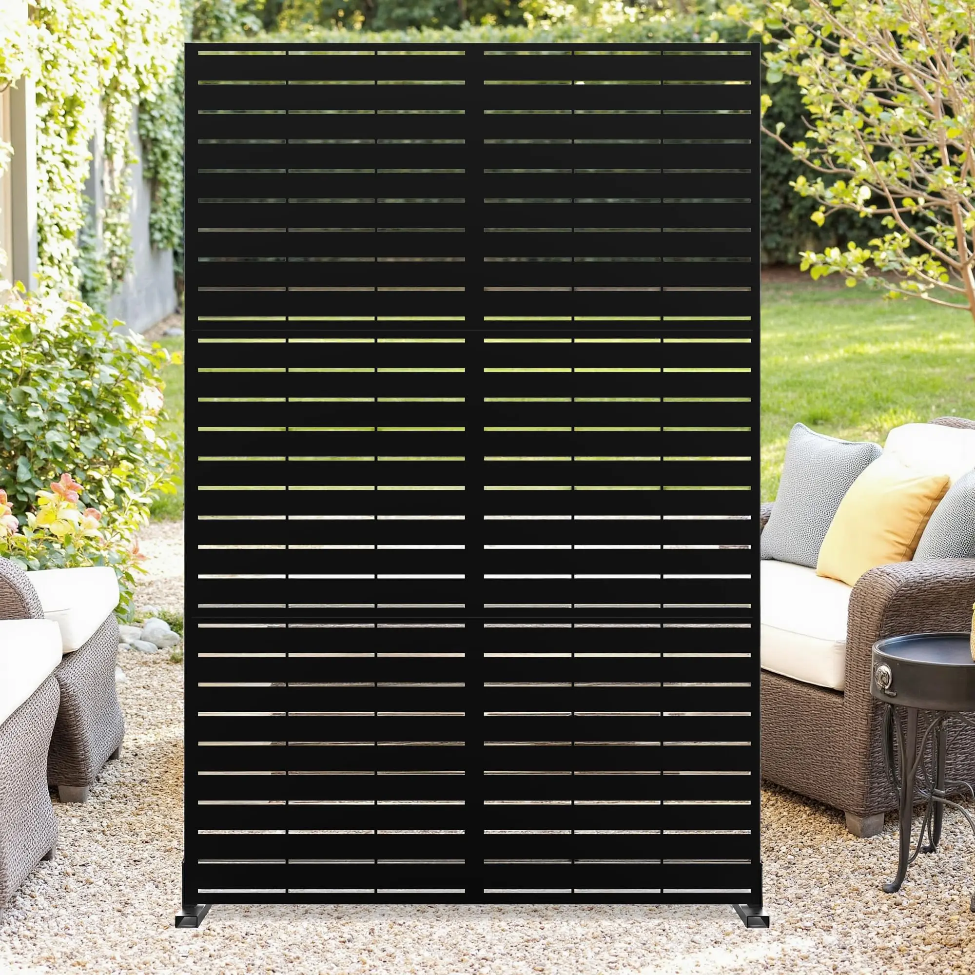180x120cm Outdoor Steel Privacy Panel, Heavy Duty Rustproof Decorative Screen, Modern Privacy Divider for Garden, Balcony & Terrace Freestanding Room Partitions
