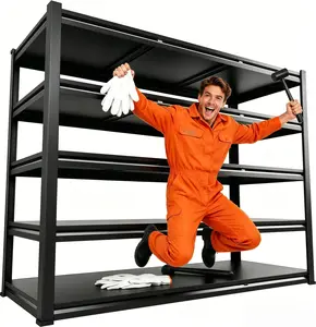 Heavy-Duty Adjustable 5-Tier Metal Utility Storage Rack, 77.4in H x 47.3in W x 24in D, Ideal for Garage, Warehouse Home Organizer Shelving Unit