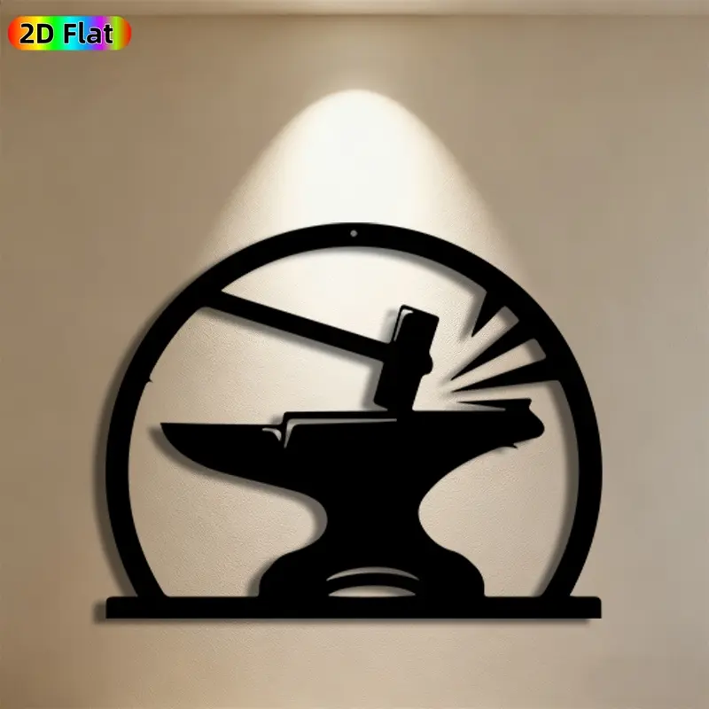 1pc Blacksmith Anvil Metal Wall Art, Dynamic Blacksmith Anvil Statue Mural, Ideal Gift for New Year, Fathers Day, Blacksmithing Decor Enthusiasts, Weather-Resistant Metal Wall Decor , Perfect for Garage Wall & Workshop Fence, Unique Industrial Home Decor