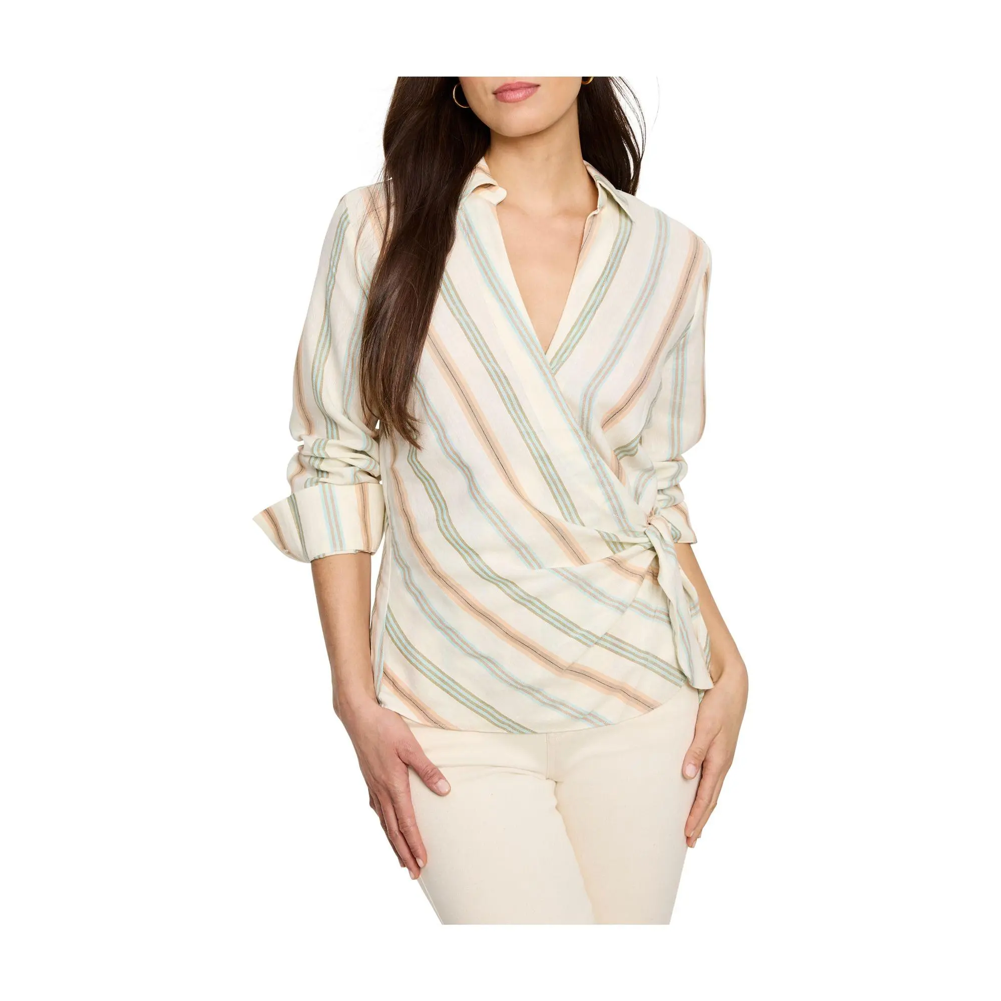 NIC+ZOE Striped Weekly Wrap Woven Top