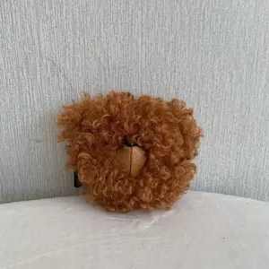Pre-owned Tory Burch Teddy Bear Series Brown Curly shearling Coin Purse