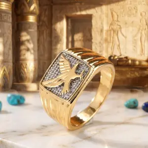 Men’s Eagle Ring Gold Tone – Bold Vintage Style Ring for Daily Wear & Special Occasions