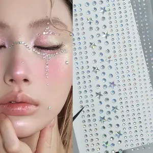 Rhinestone Stickers, Shimmering Acrylic Face Decoration Sticker, Face Decoration Sticker for Party, Stage Performance and Holiday Decoration, Star Shape Design