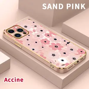 Luxury Electroplated TPU Phone Case for iPhone 17 Pro Max Air 16 15 14 Plus 13 12 11 Blossom Dreamscape Classic Straight Design Ultra Thin Soft Smartphone Cover