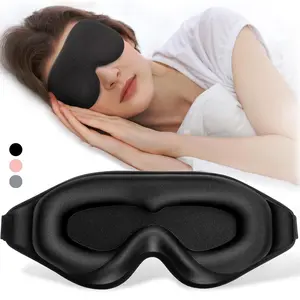 3D Blackout Sleep Mask, Adjustable Sleep Eye Mask with Adjustable Strap, Solid Color Soft & Breathable Eye Cover for Sleeping, Yoga, Travel