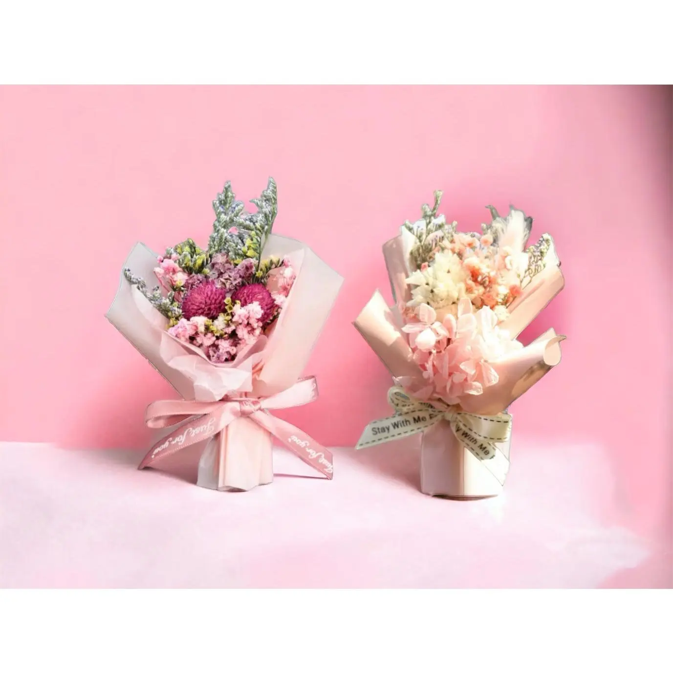 Classic Pink Mini Bouquet - Elegant Floral Arrangement with Assorted Flowers and Greenery decorative  bouquet
